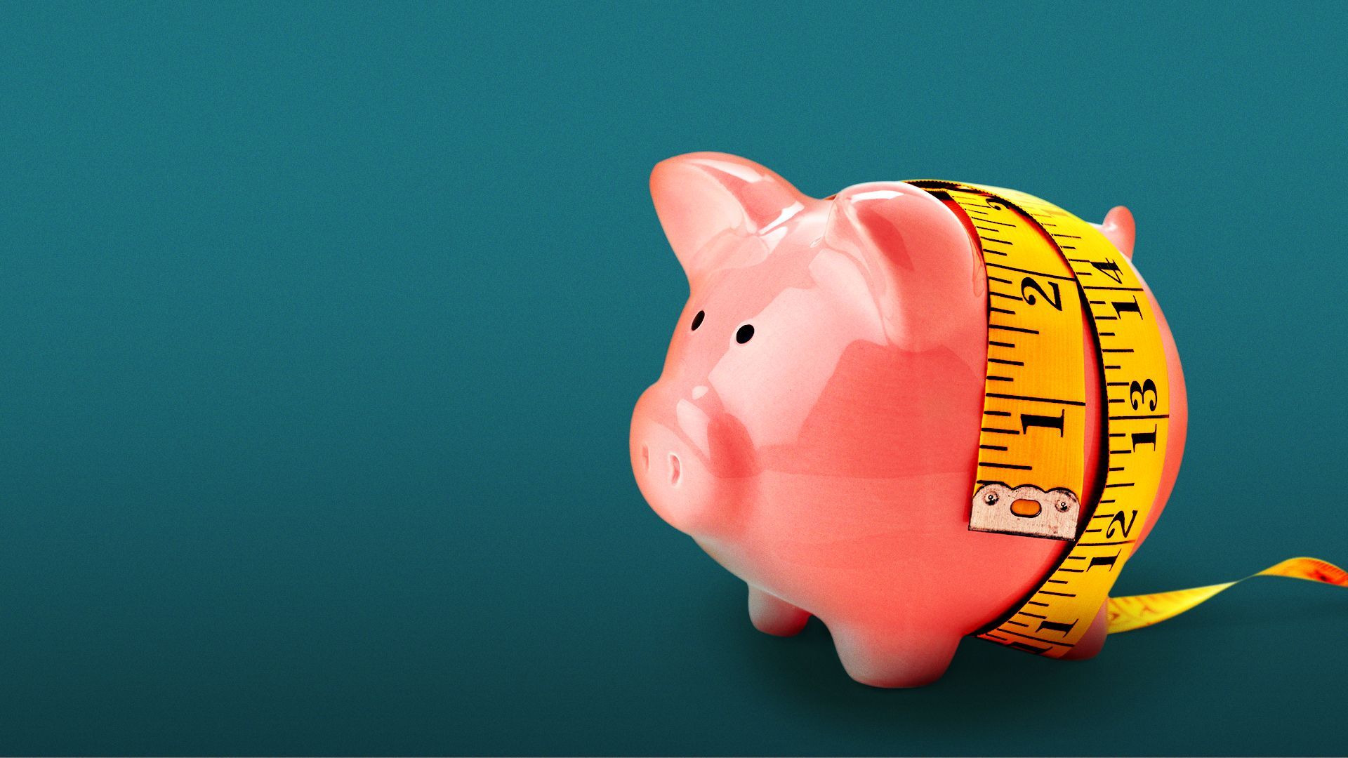 Illustration of a piggy bank with a tape measure around it.