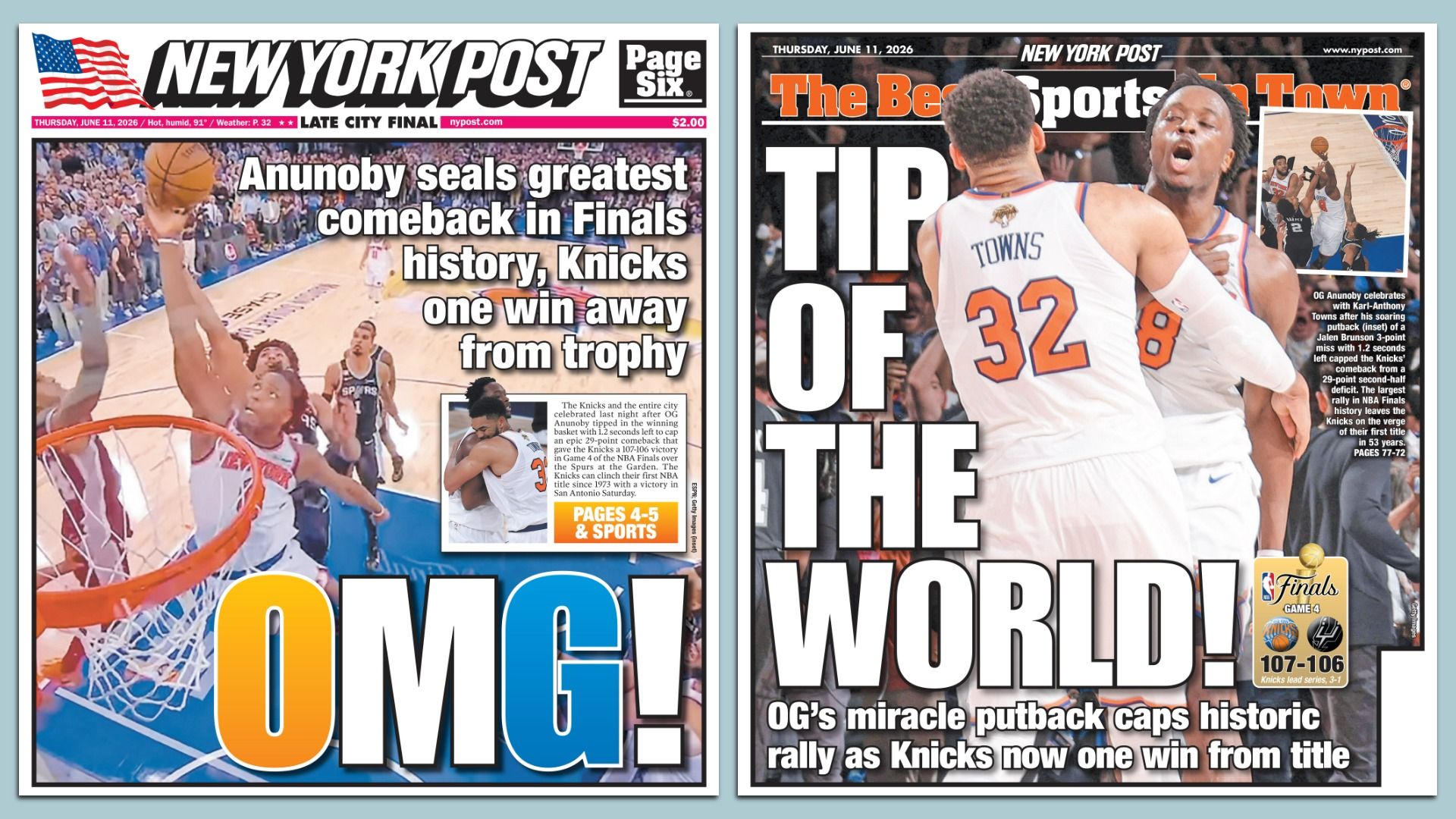 New York Post front and back covers