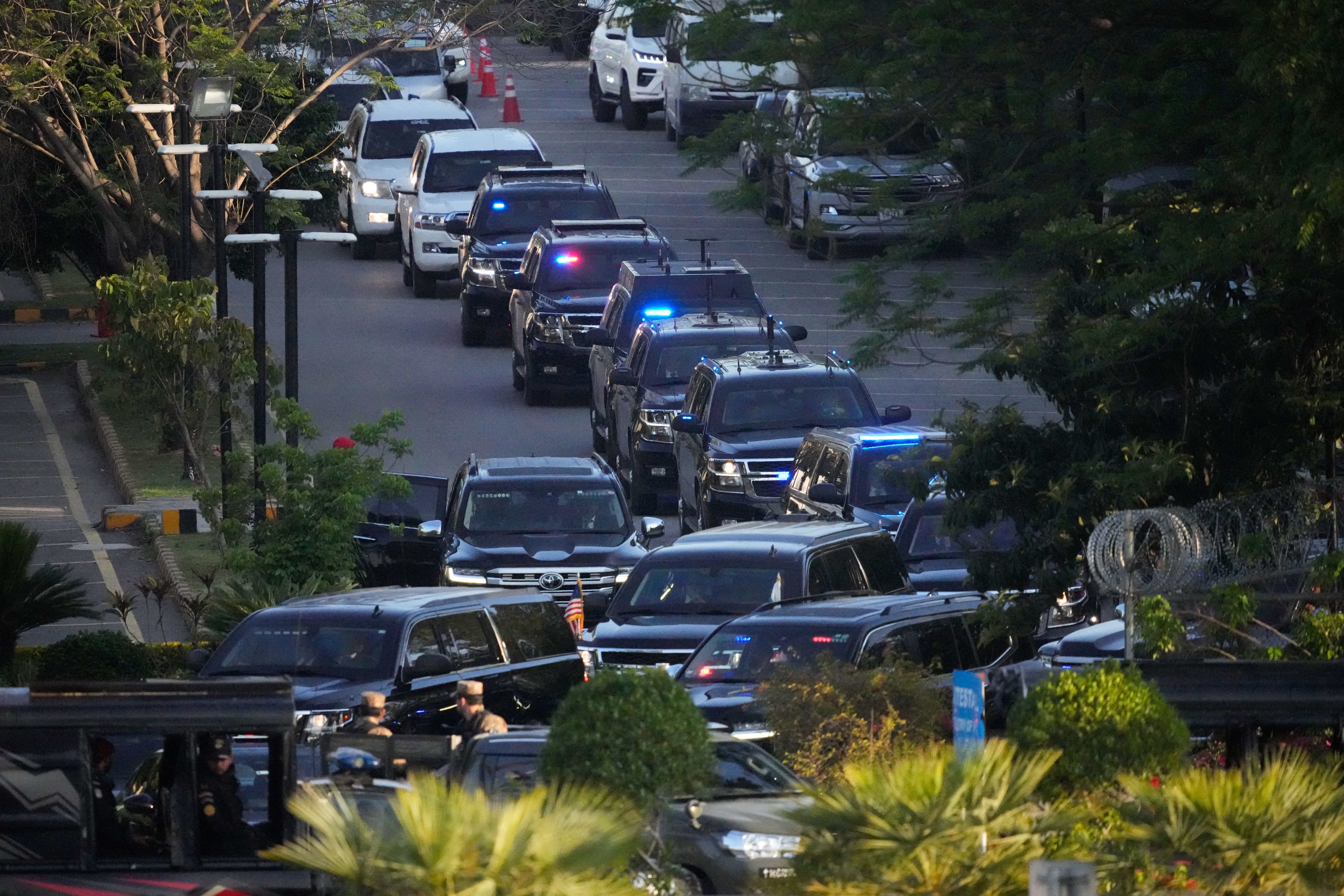 Vice President Vance's motorcade leaves the Serena Hotel in Islamabad after talks with Iranian officials. 