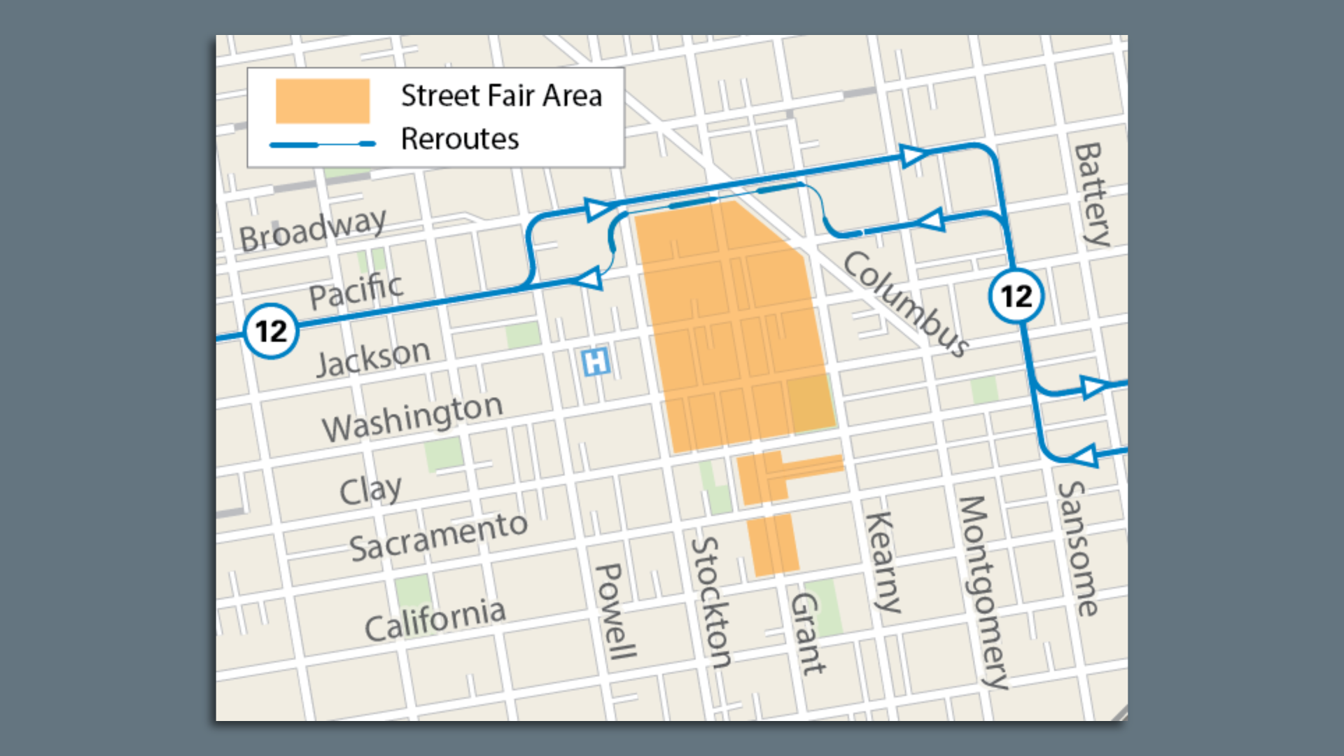 Map showing Chinese New Year Community Fair street closures