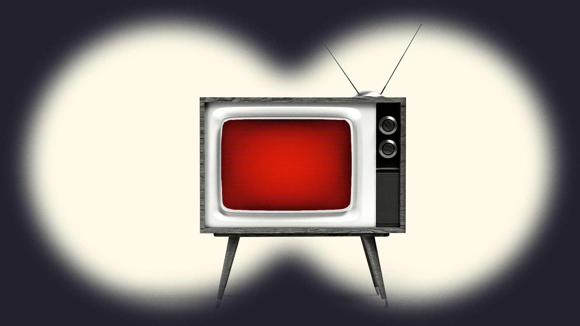 Illustration of a television in a binocular view finder