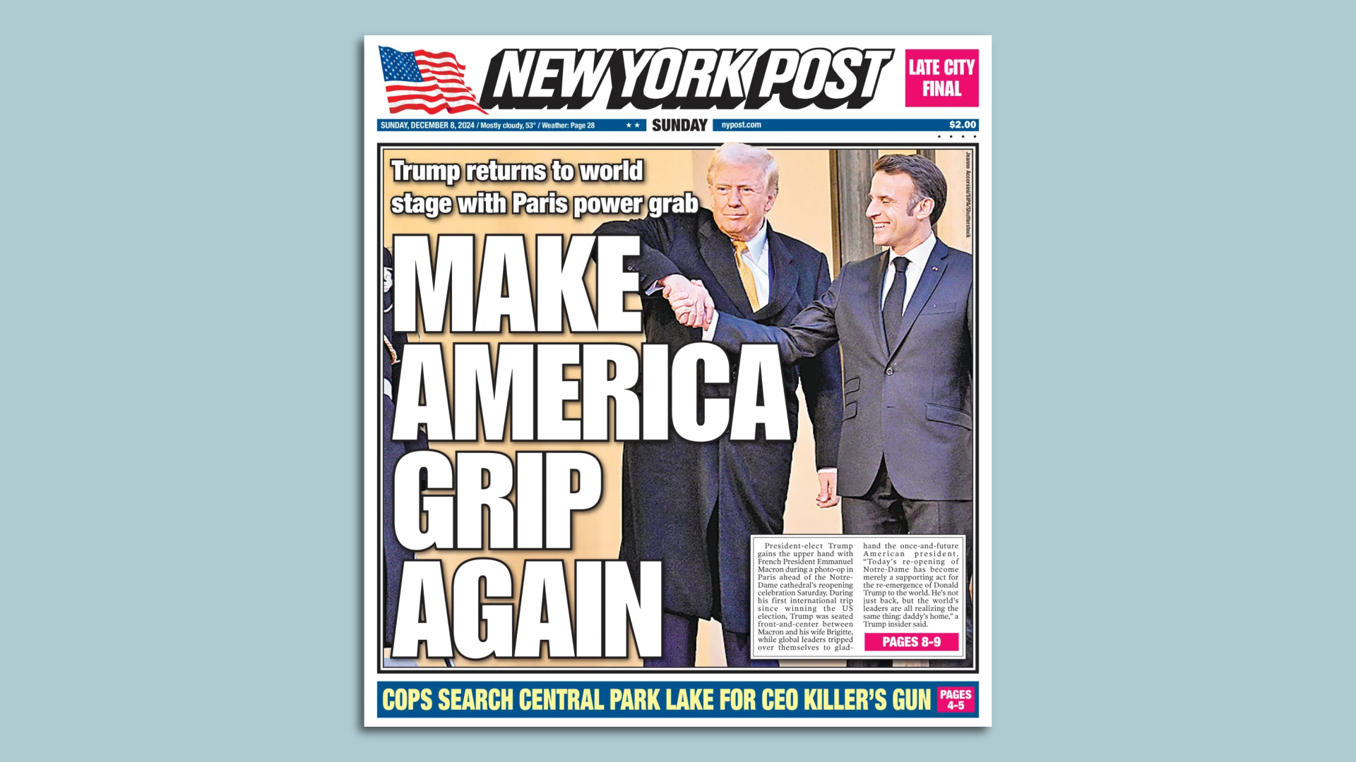 Cover today today's New York Post 