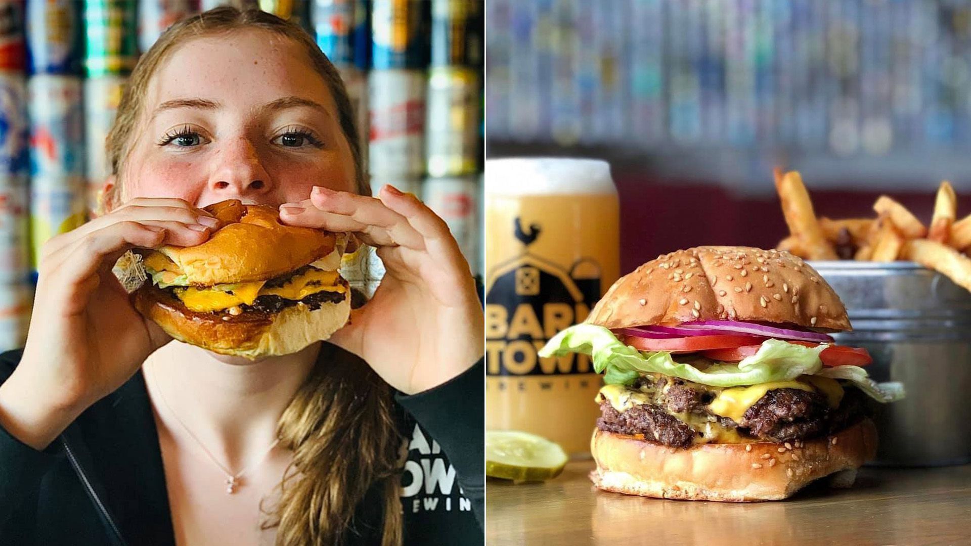 Girl eating a burger