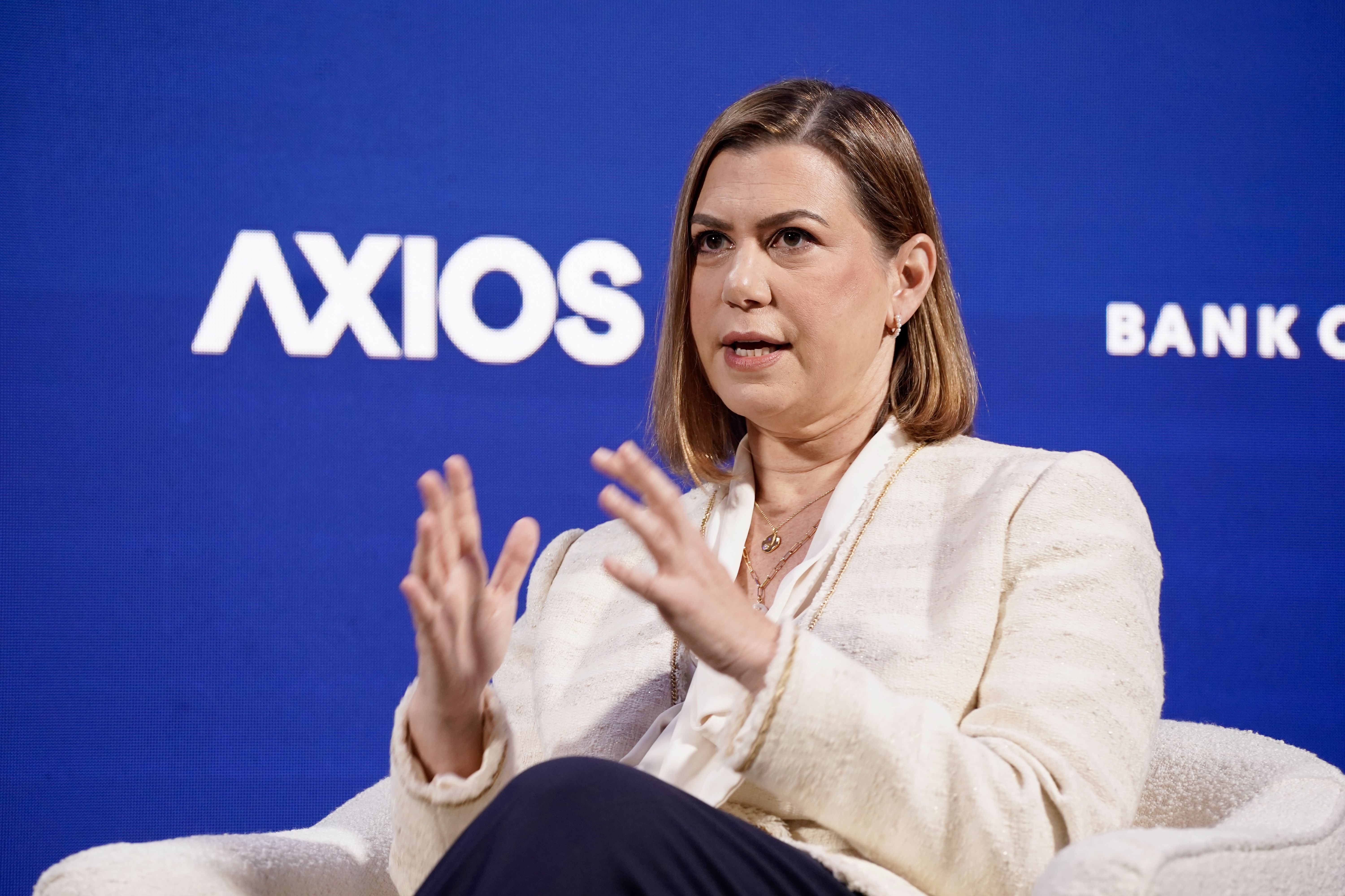 Sen. Elissa Slotkin speaks at an Axios News Shapers event in D.C. yesterday.