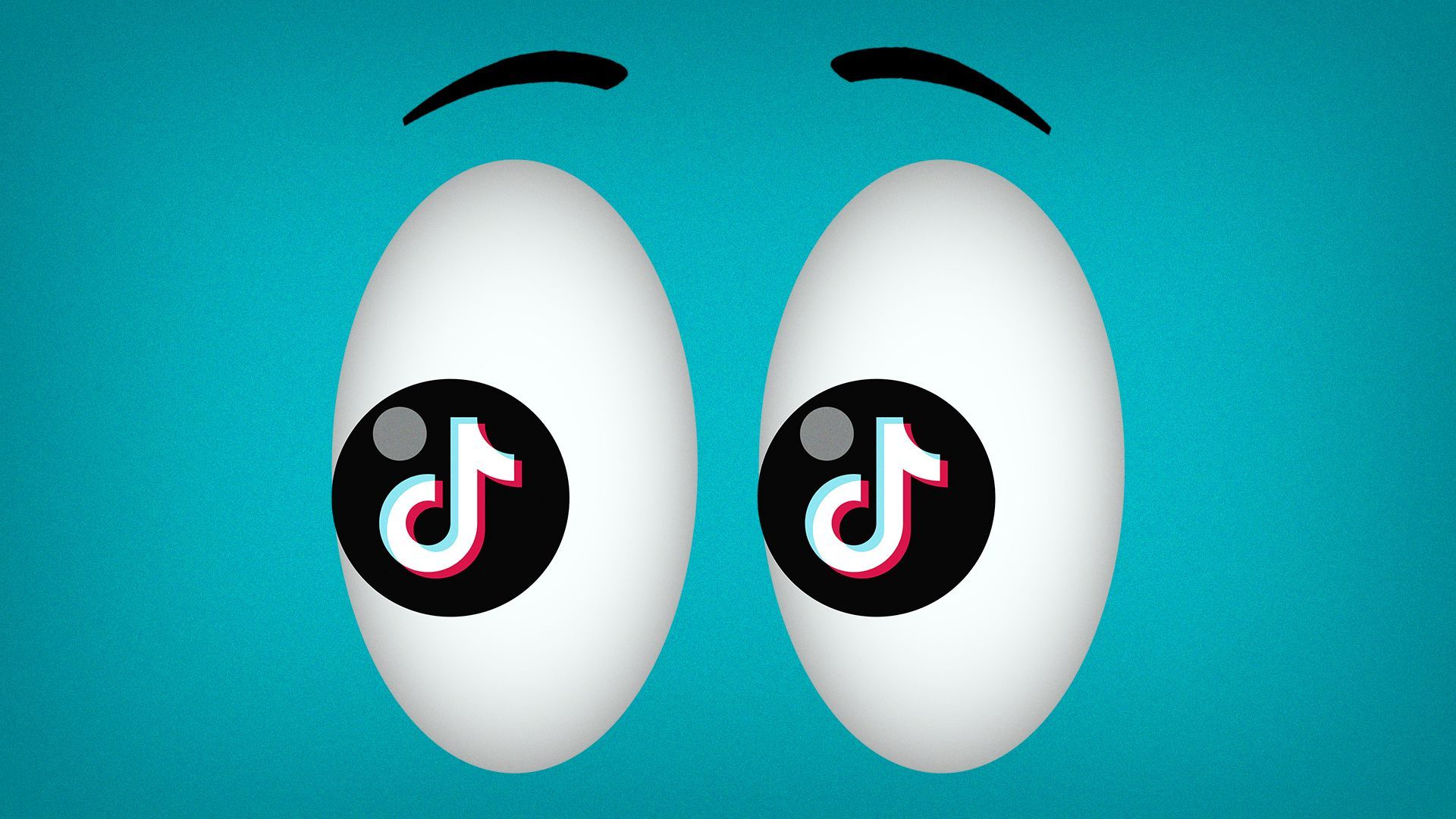 Illustration of the eyes emoji with the Tik Tok logo as the pupils.