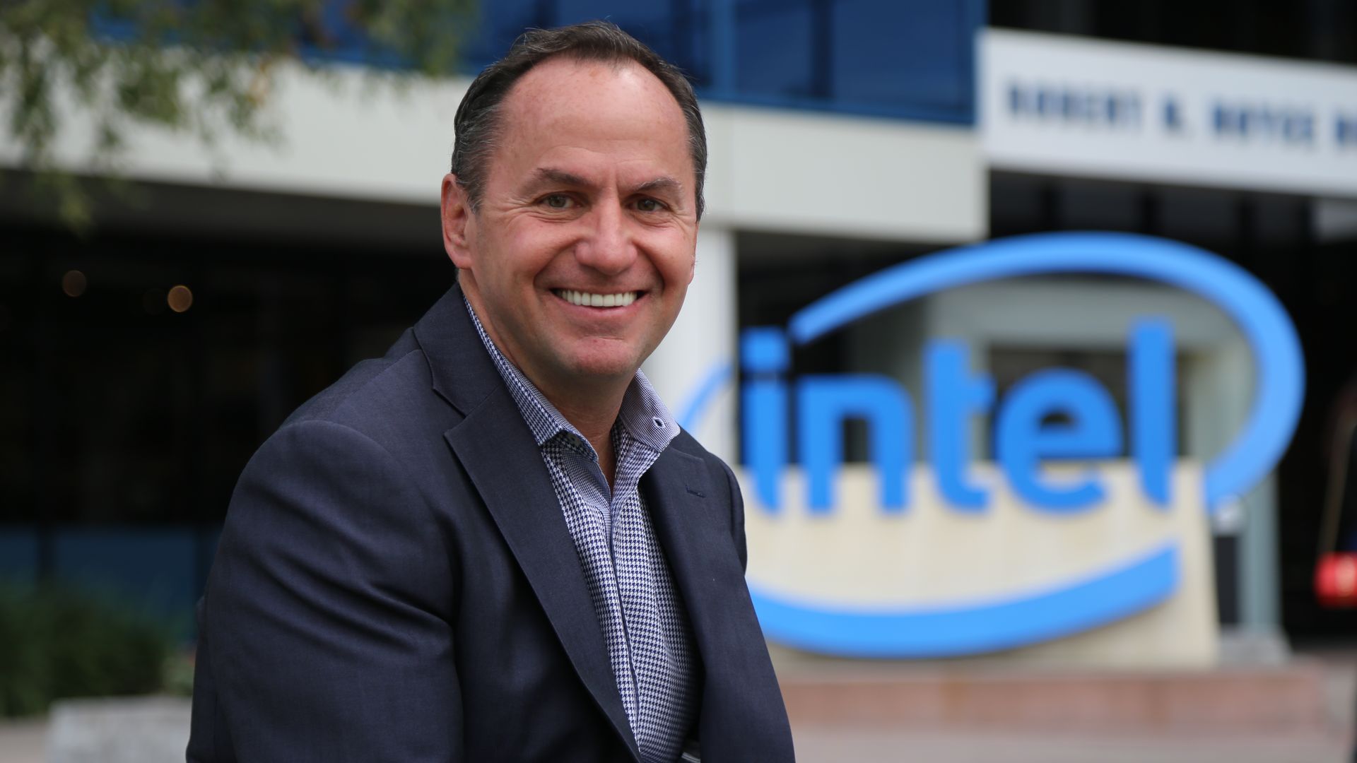 Intel CEO Bob Swan, seen in front of company headquarters