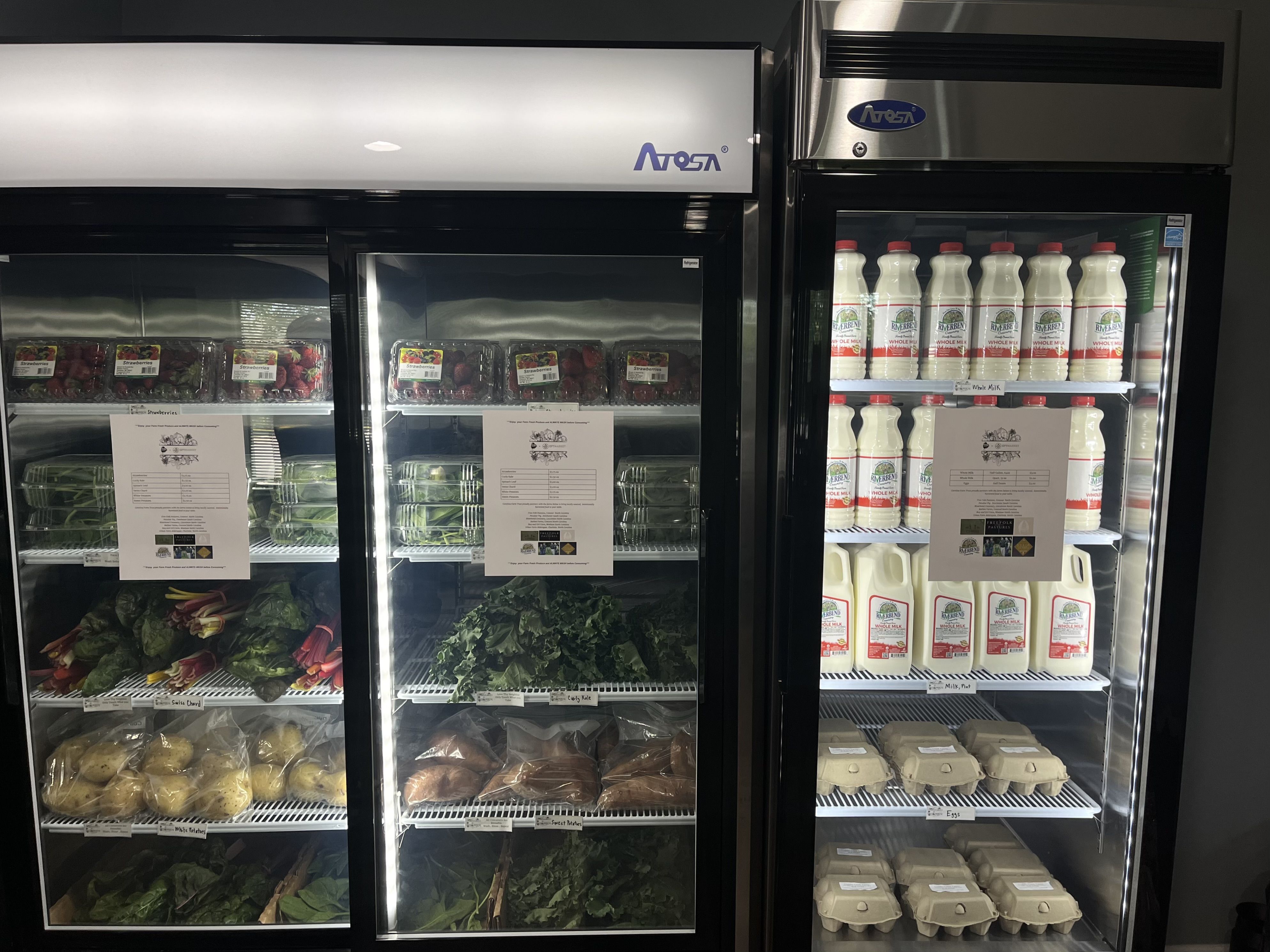 Fridges filled with veggies