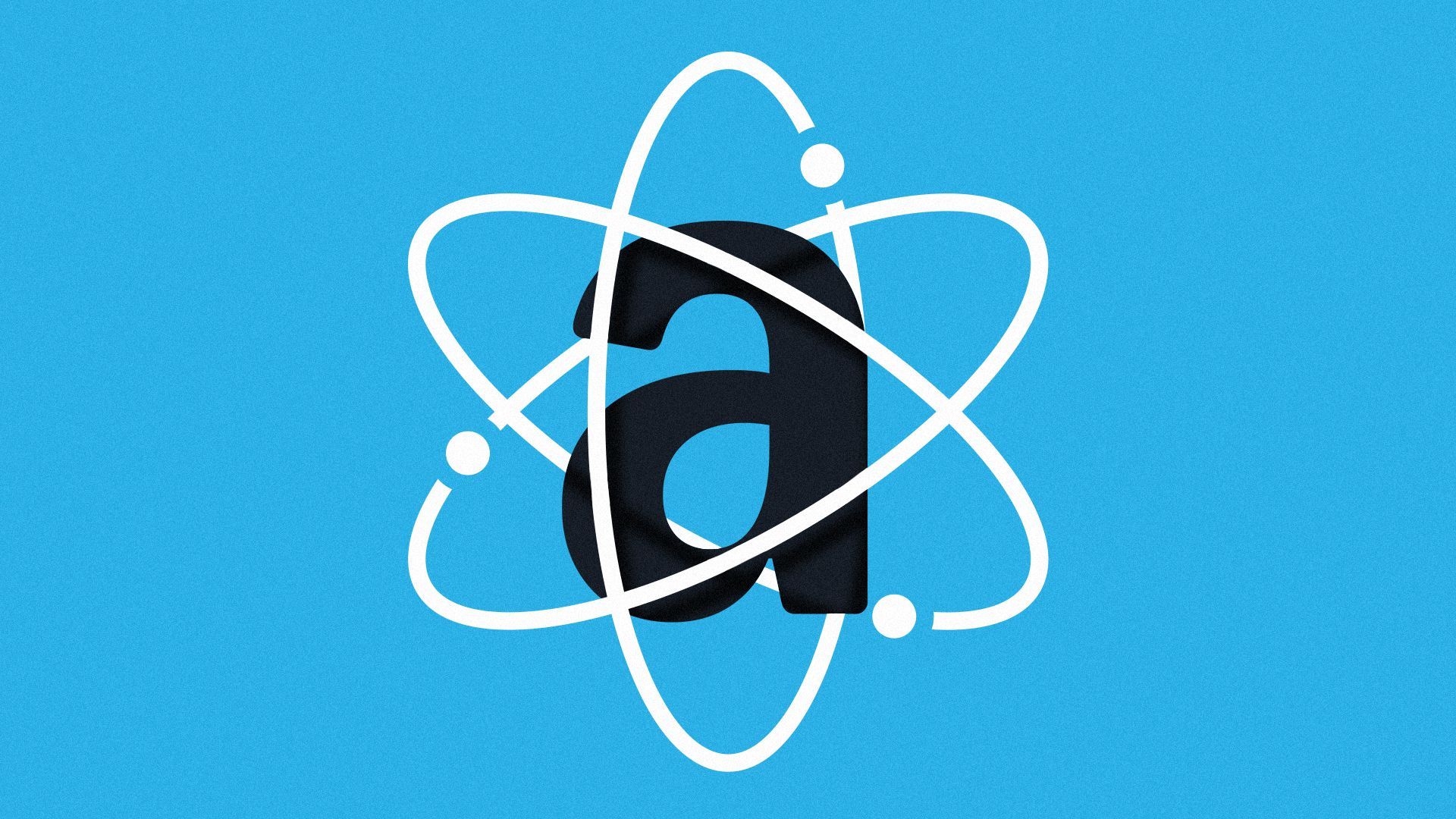 Illustration of Amazon logo surrounded by the nuclear symbol.