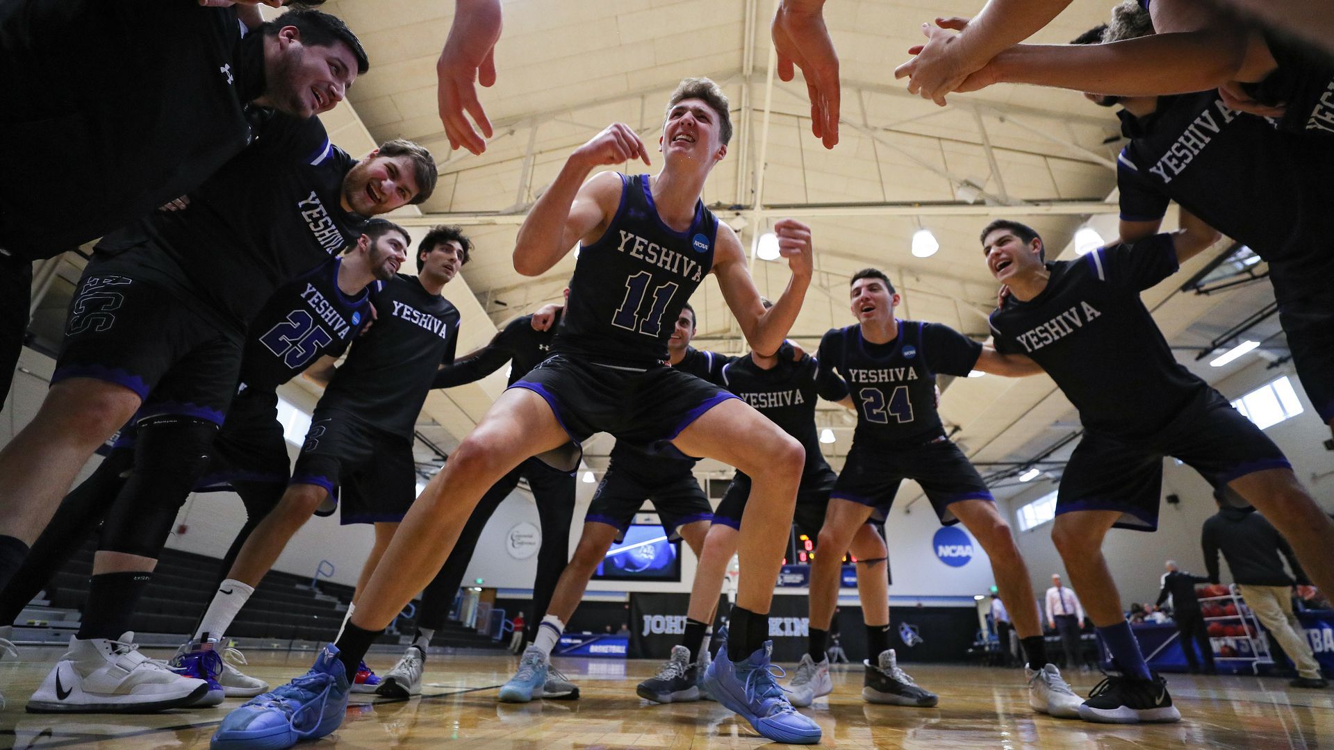 Ryan Turell (center) pumps up his teammates. Photo: Patrick Smith/Getty Images