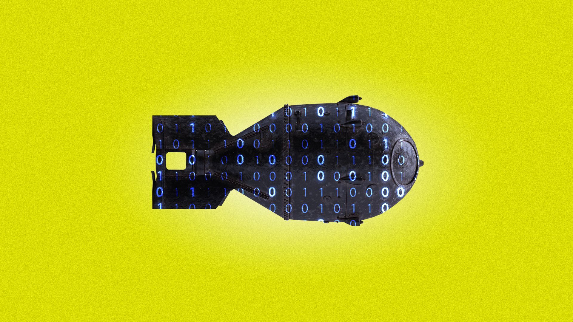 Illustration of a nuclear bomb with binary code.