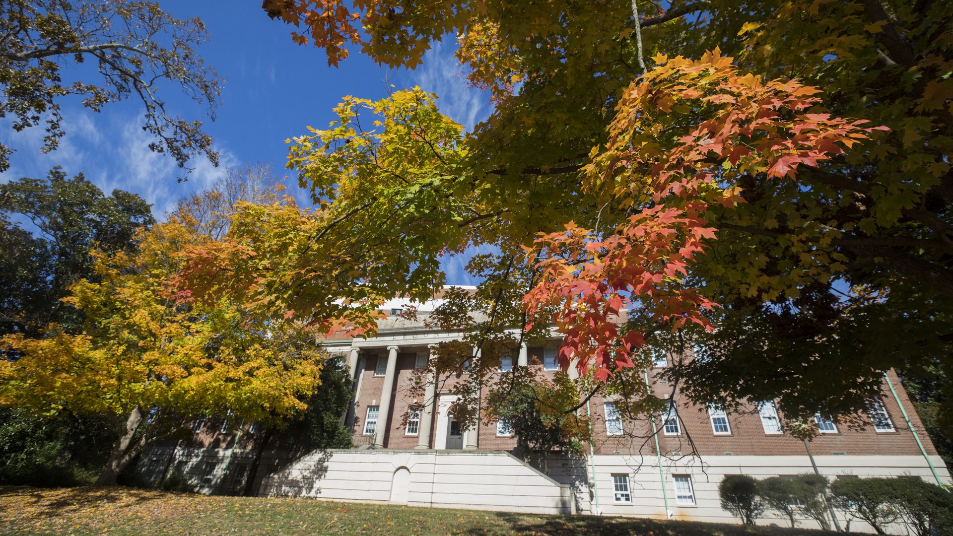 A photo in the autumn of LeConte Hall at the University of Georgia