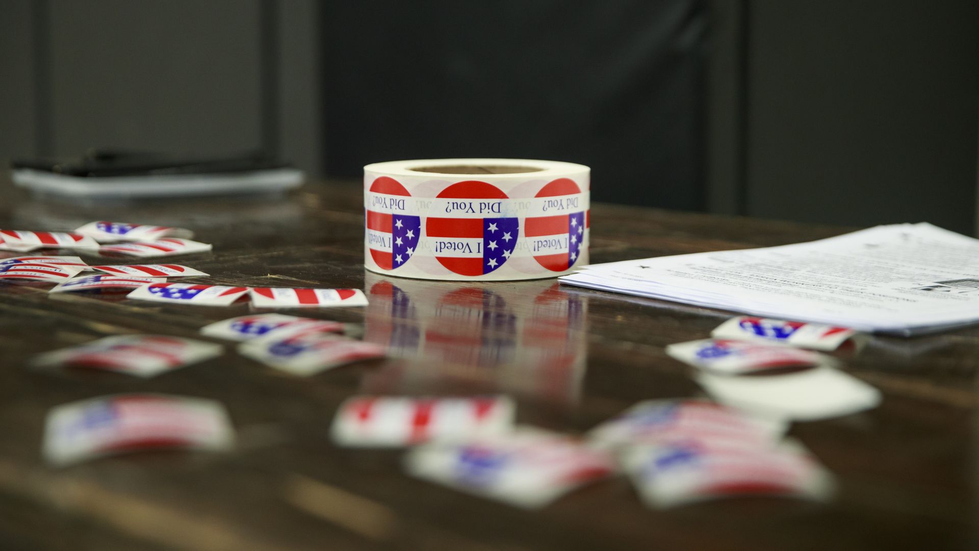 A role of "I voted" stickers.