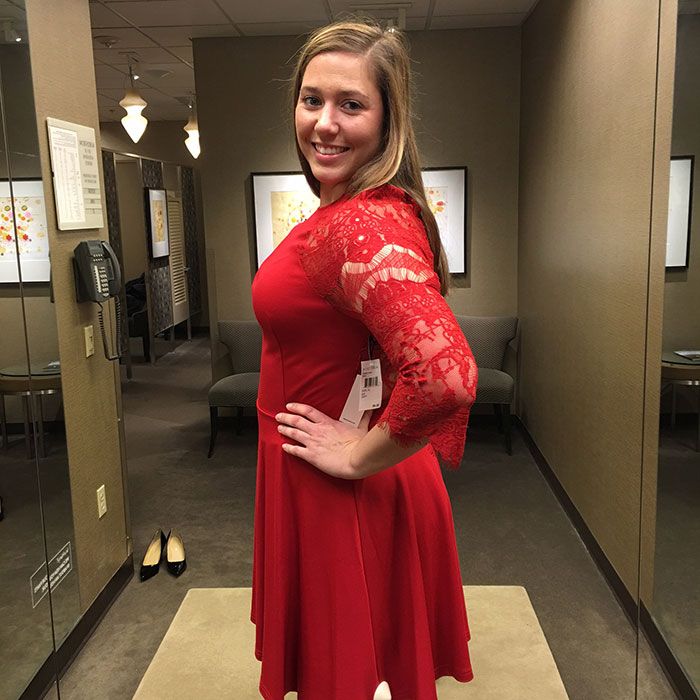 Mary Gross red lace dress