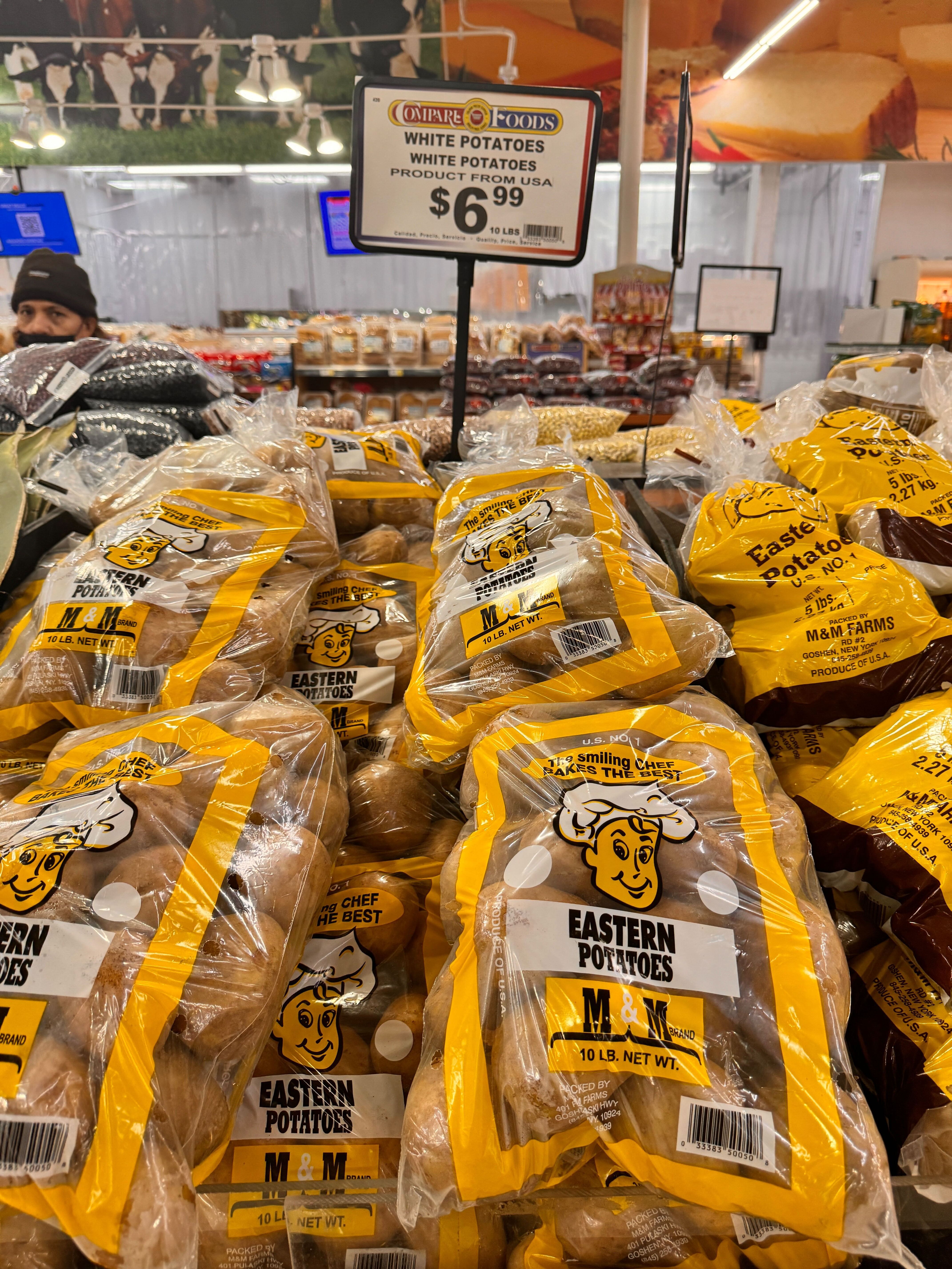 Compare Foods bags of potatoes.