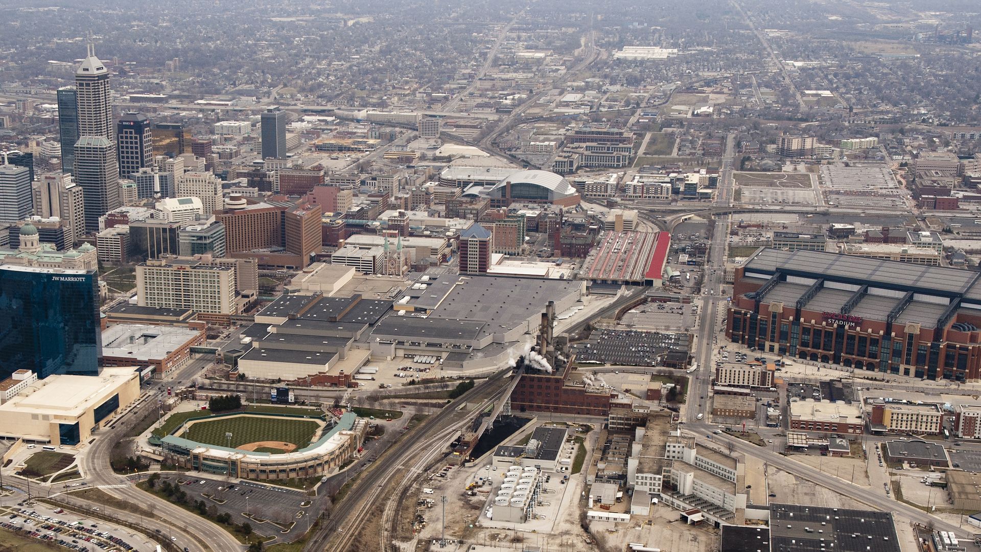 An aerial view of Indianapolis