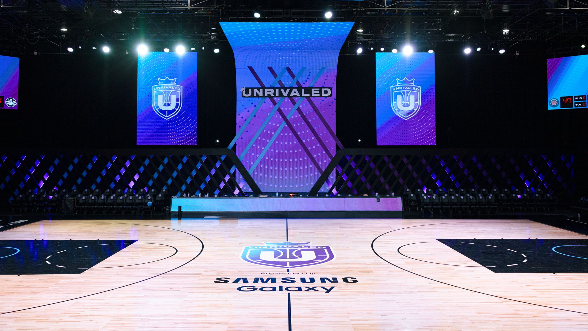 An image of Unrivaled's court in Miami 
