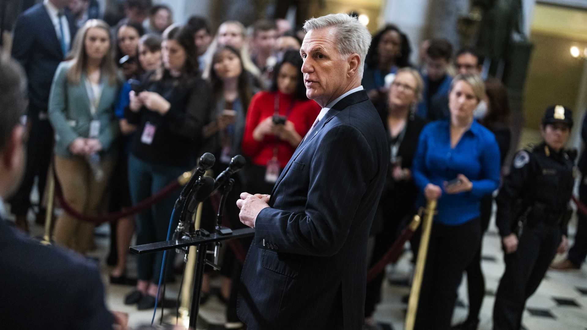 Kevin McCarthy, pictured, at a press conference