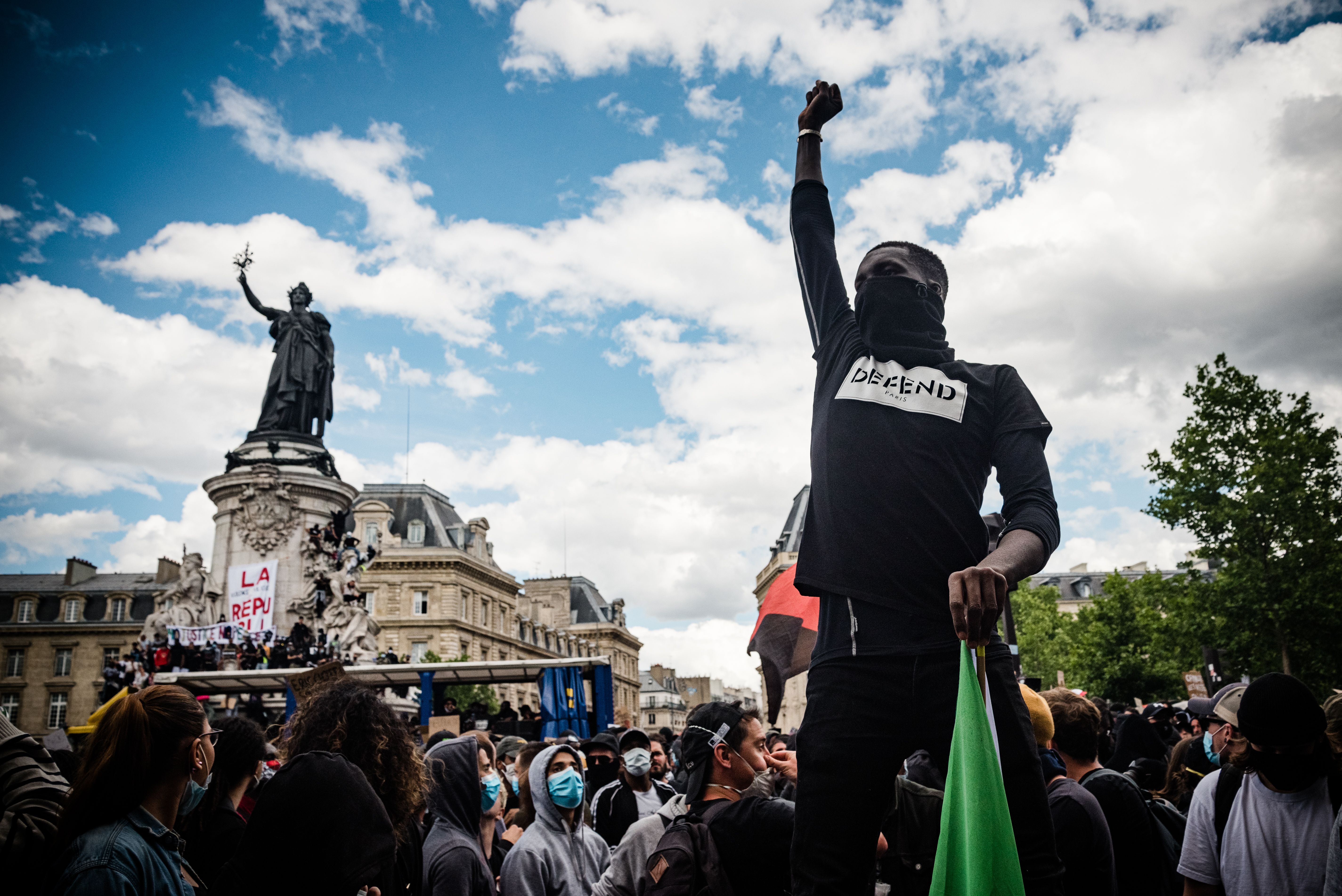 Protestors at Paris' Place de la République in June 2020