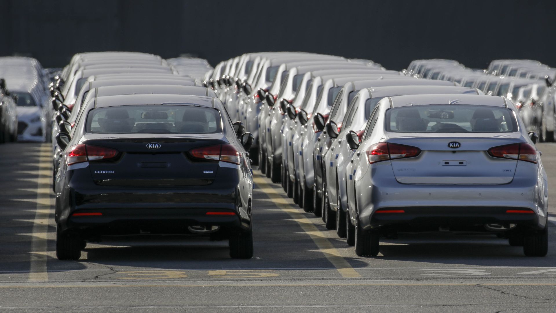 Kia vehicles at a Hyundai facility in South Korea.
