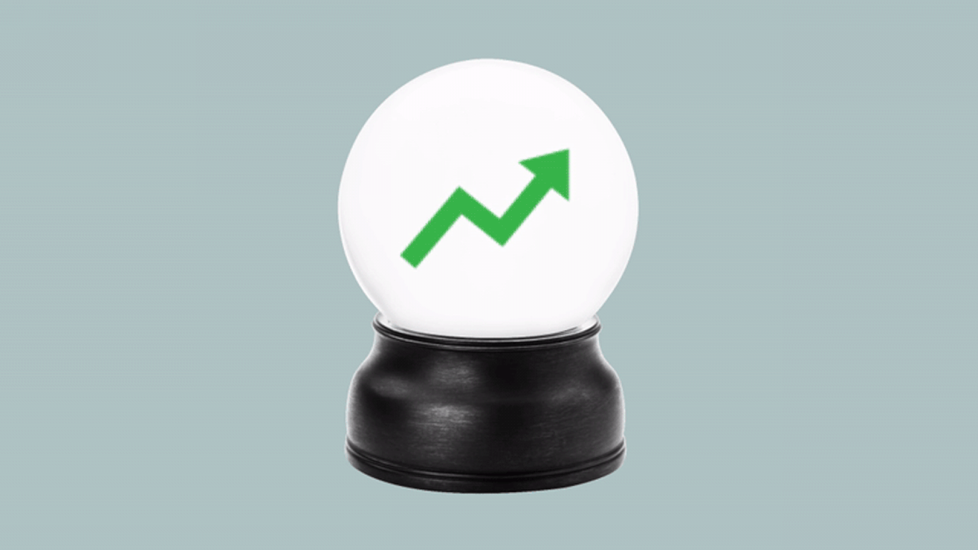 A crystal ball alternating between downward and upward trends