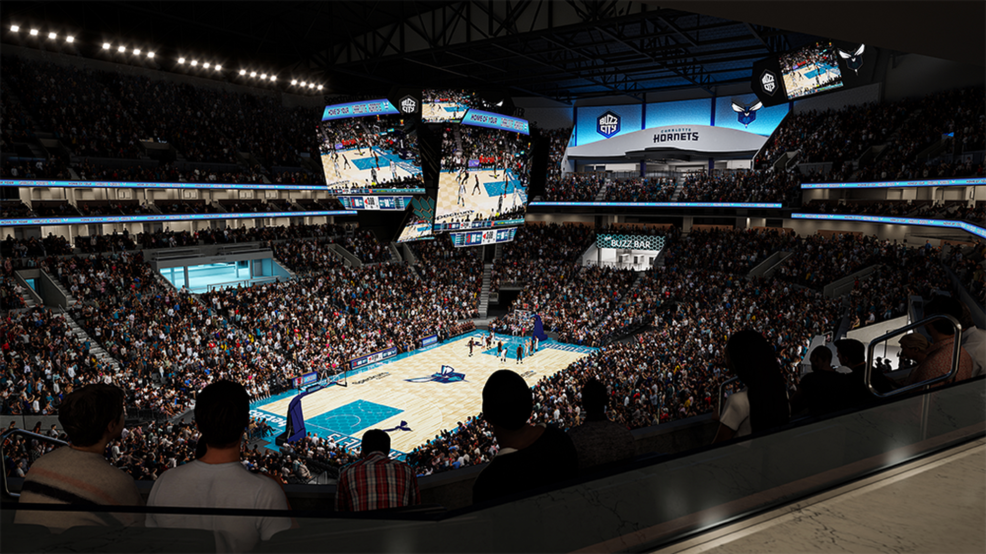Spectrum Center's renovated bowl. Rendering: Courtesy of Hornets Sports & Entertainment