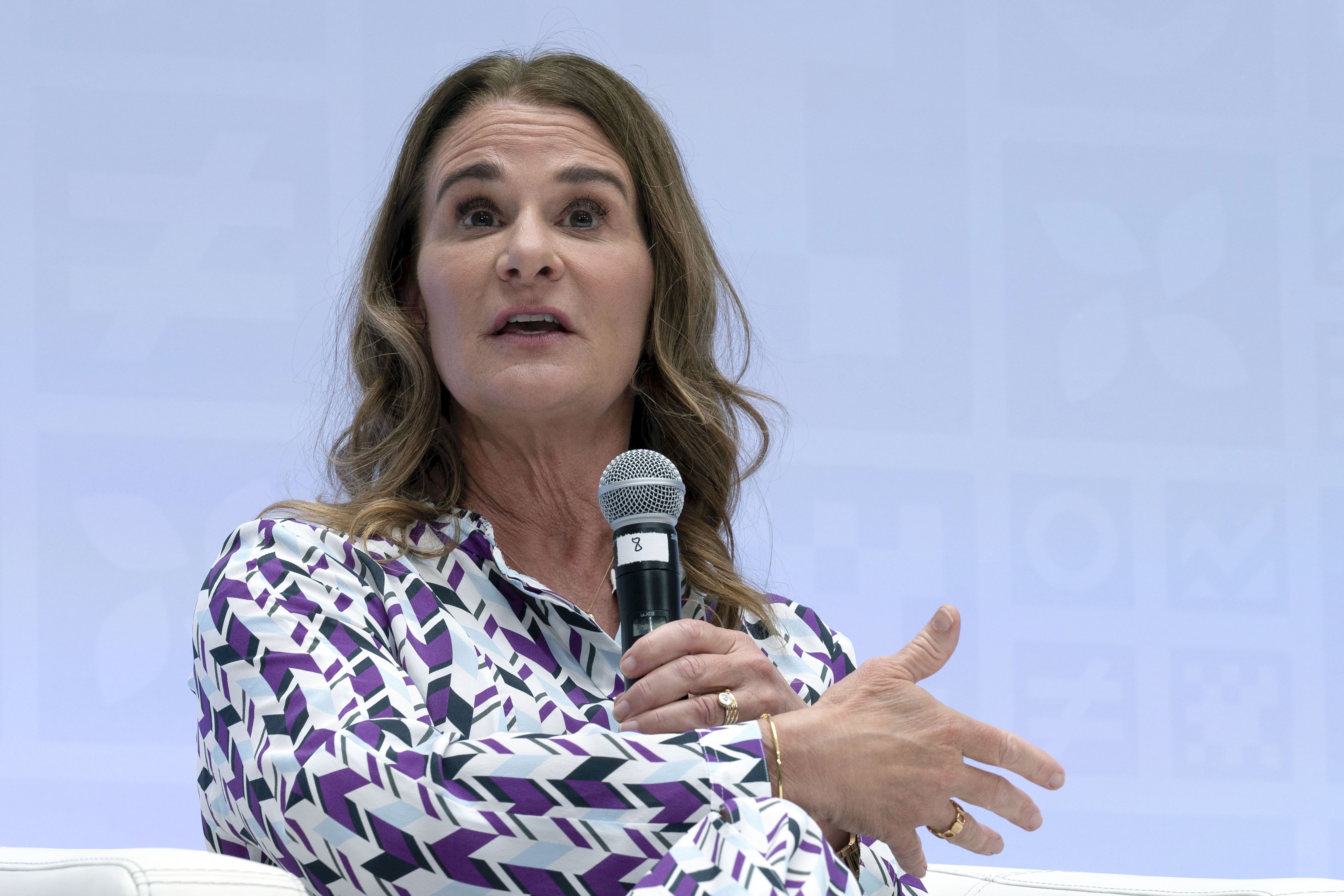 Melinda French Gates speaks at an IMF meeting in D.C. last year.