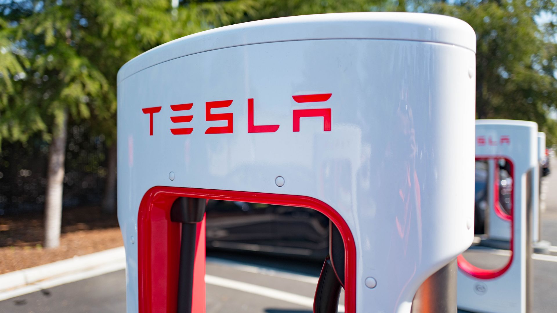 Photo of a Tesla charging station