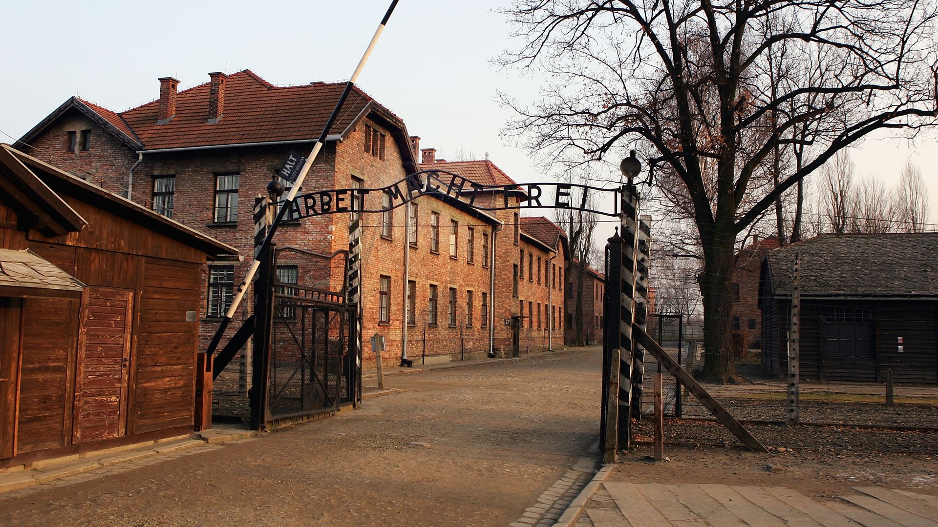 An exterior view of The Auschwitz complex.