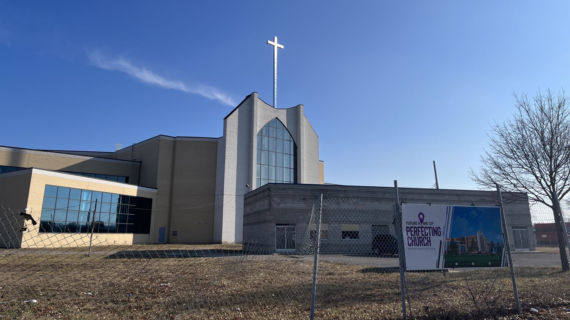 The unfinished cathedral project at Woodward and 7 Mile. 