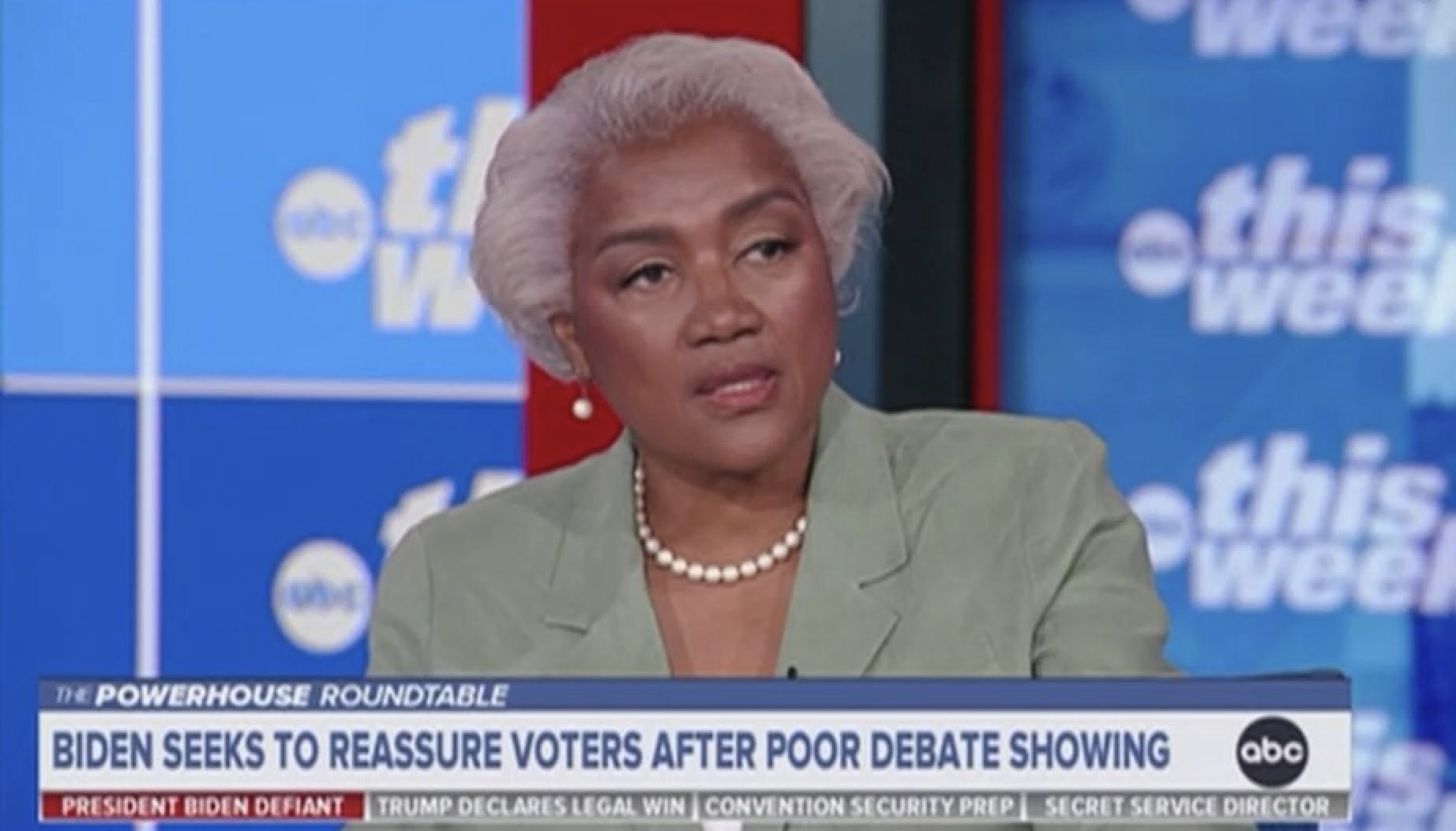 Former DNC chair Donna Brazile speaks with a panel on ABC's "This Week."