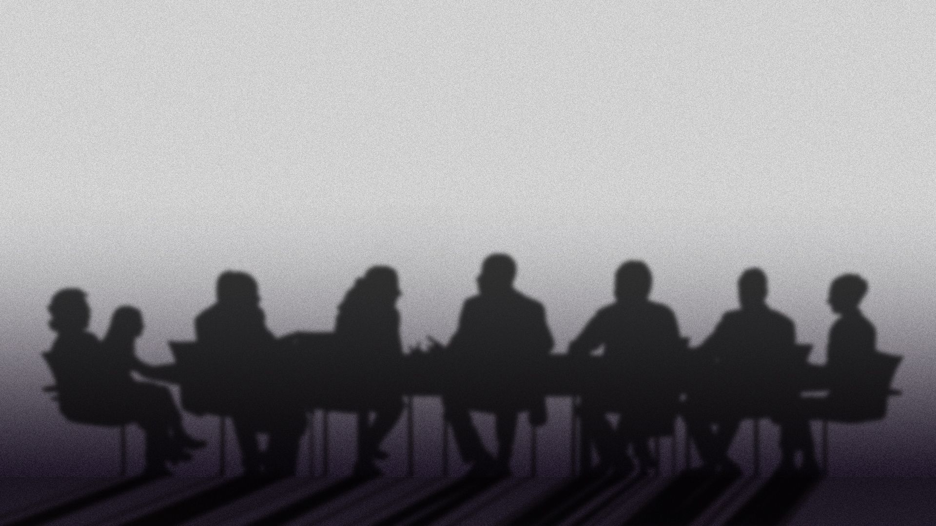 Illustration of the shadow of a group of people meeting cast on a wall.