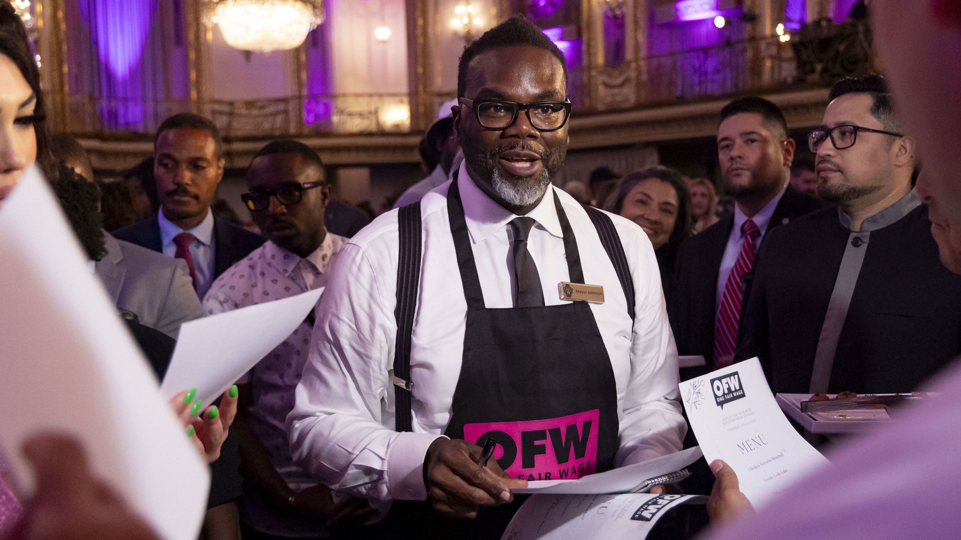 Man with an apron on