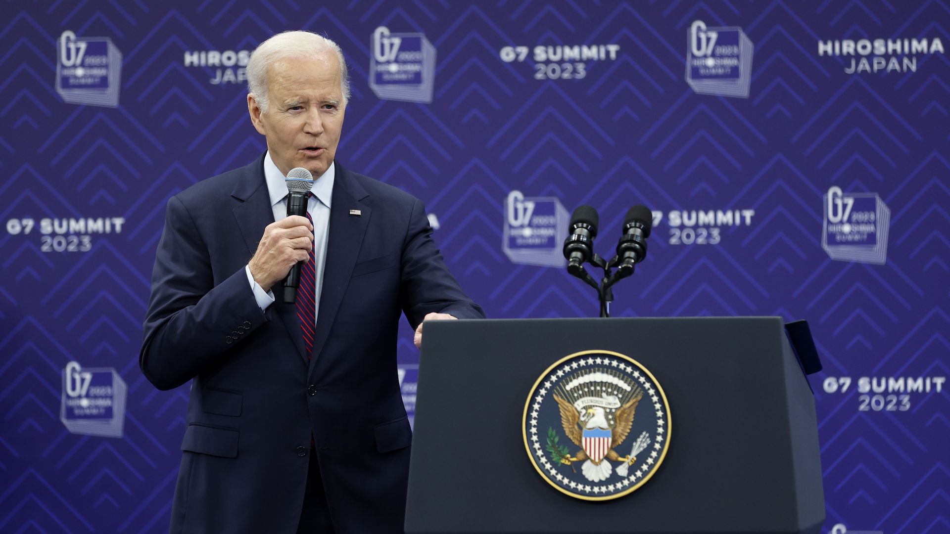 President Joe Biden speaks during a news conference following the Group of Seven (G-7) leaders summit on May 21, 2023 in Hiroshima, Japan