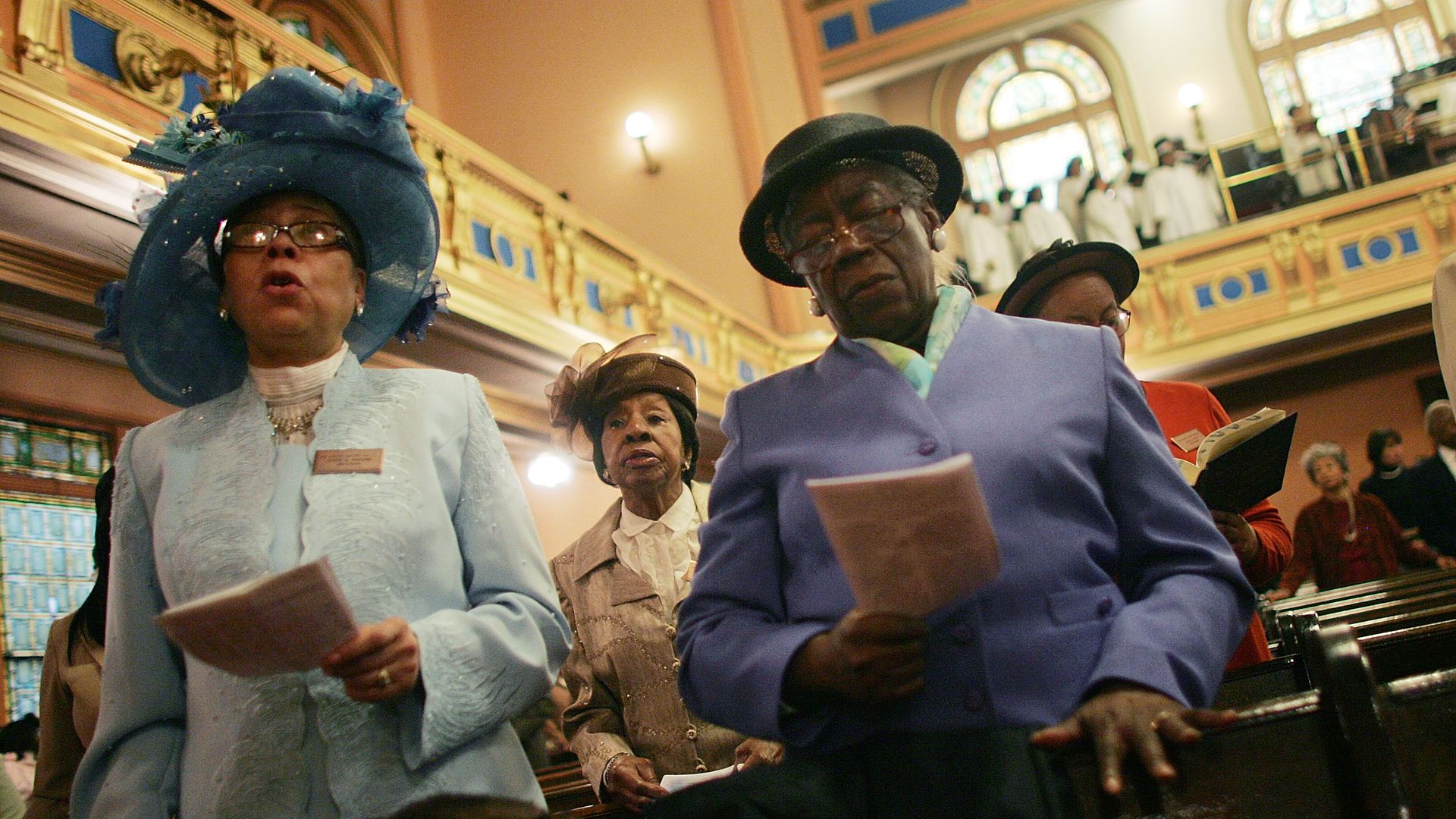 Two women in church
