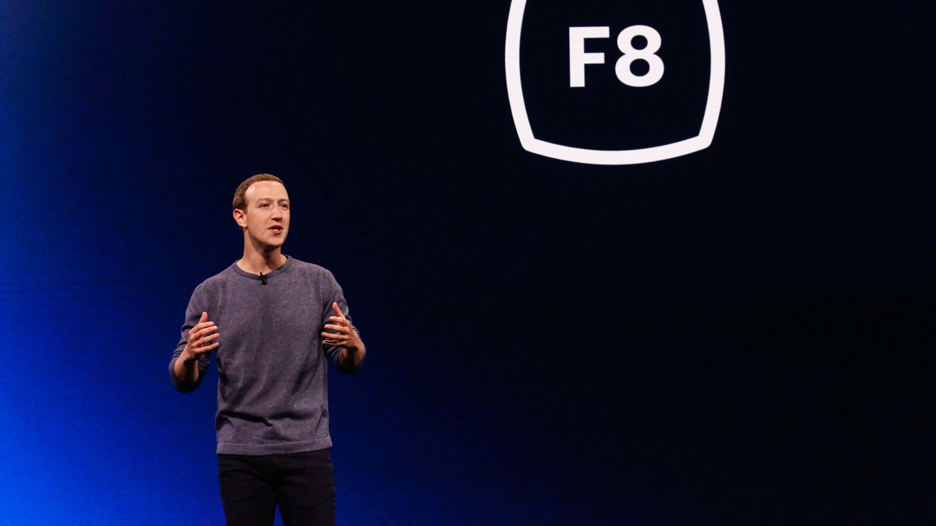 Mark Zuckerberg at a FAcebook conference in APril