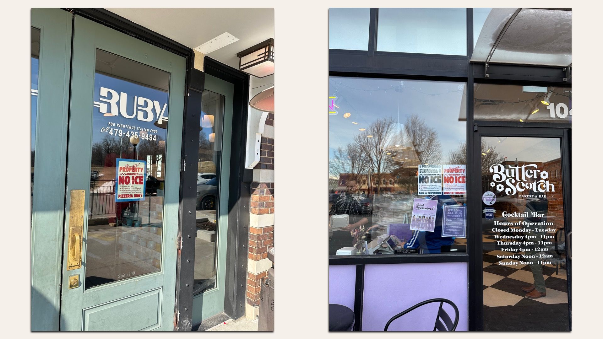 photos of businesses with anti-ICE signs