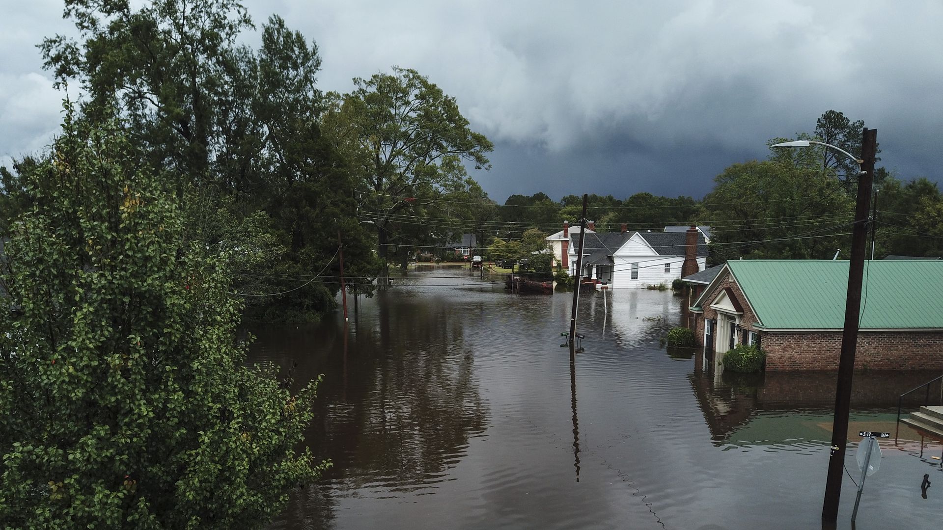 Hurricane Florence leaves behind severe flooding in Latta, South Carolina.
