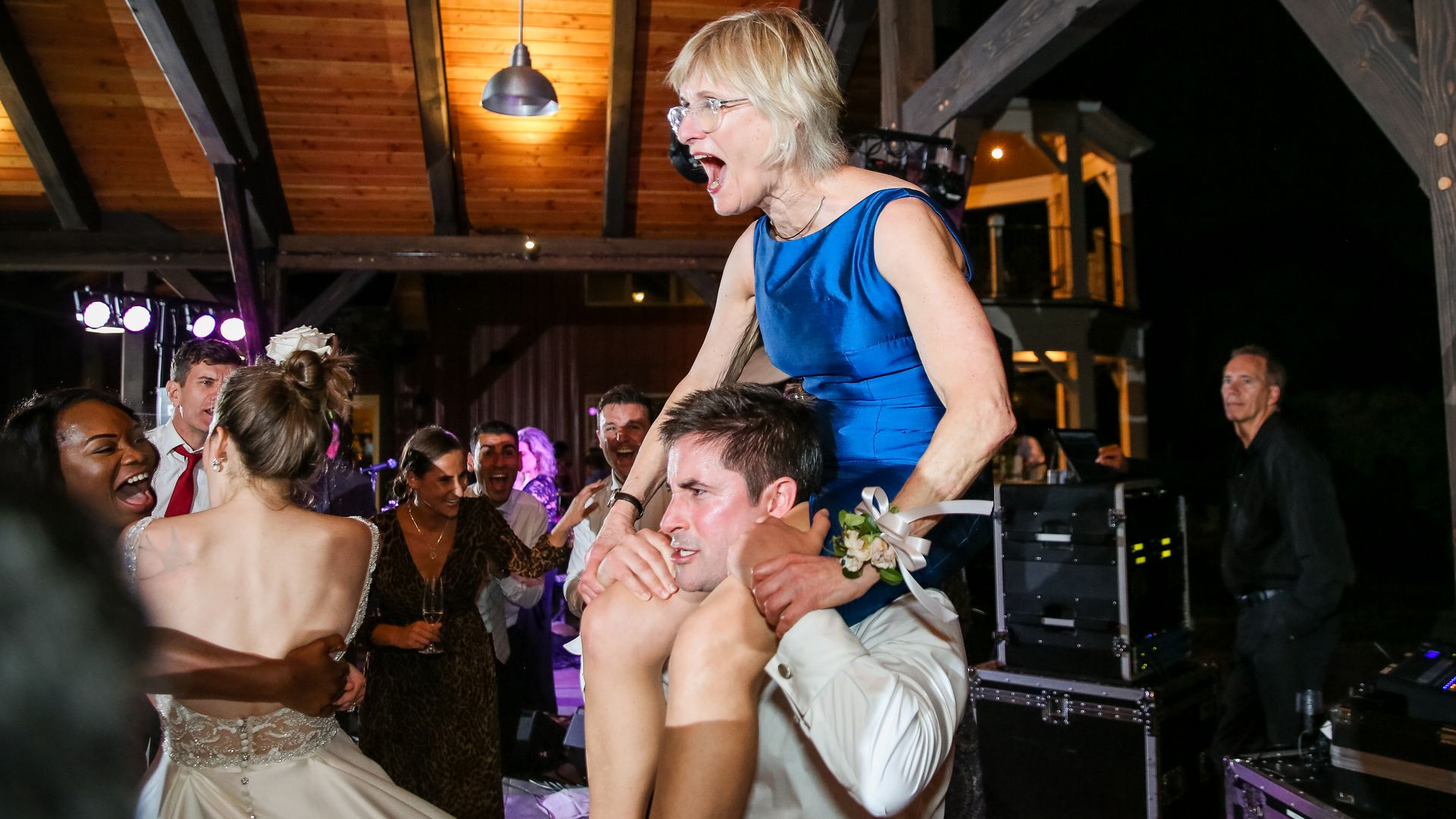 Mum dancing on my shoulders.