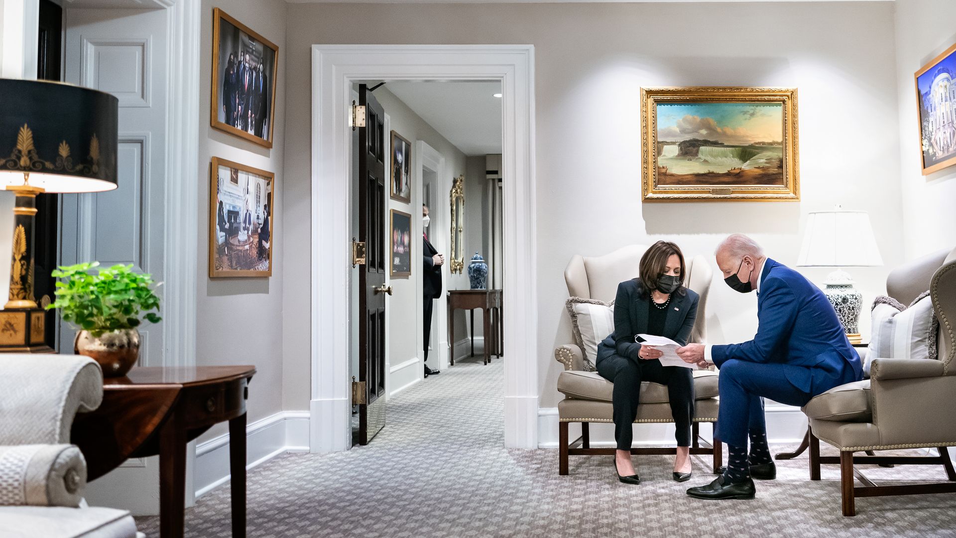 President Biden and Vice President Harris are seen in the White House in March.
