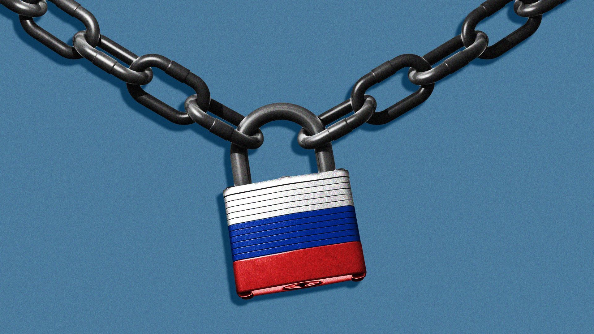 Illustration of a lock in the colors of the Russian flag.