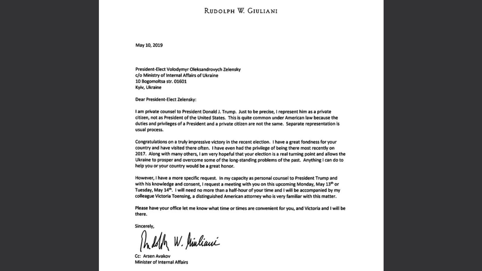 Giuliani letter