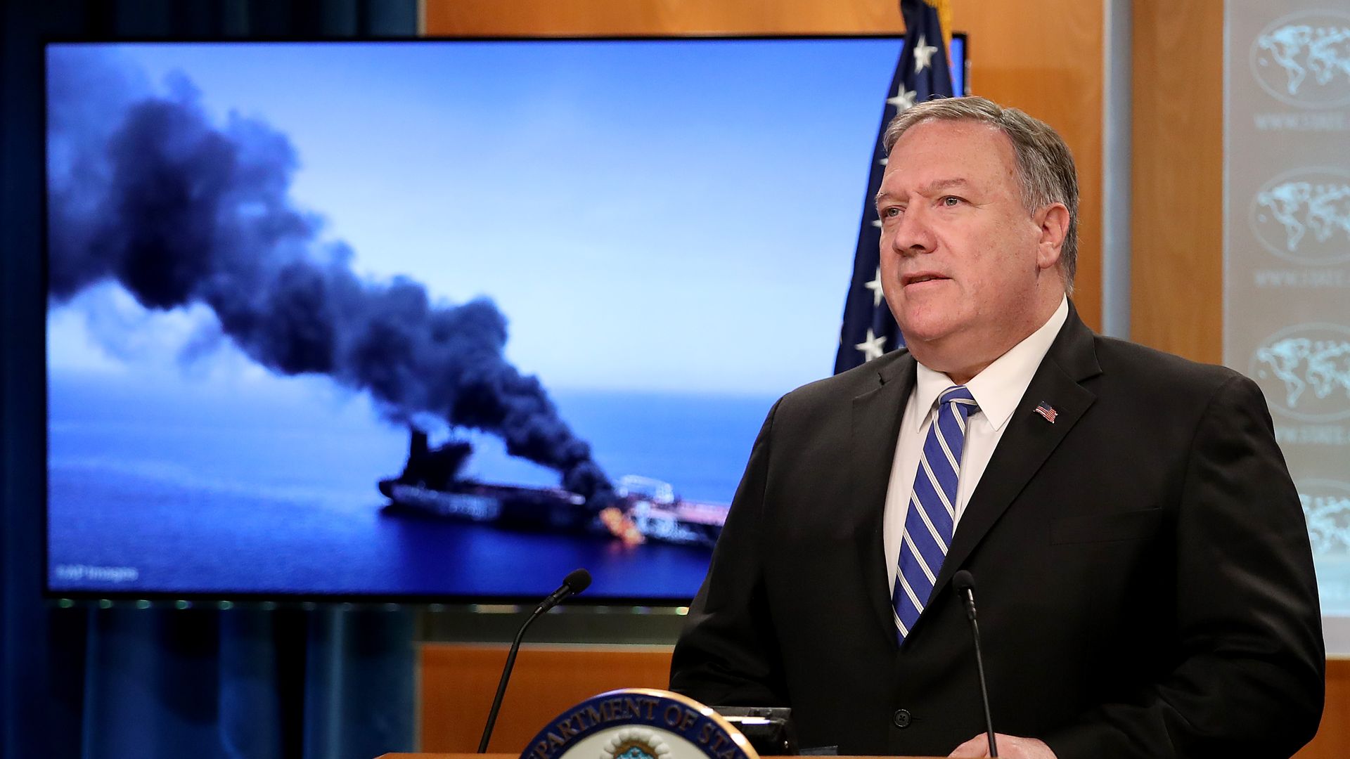 Mike Pompeo at a press briefing
