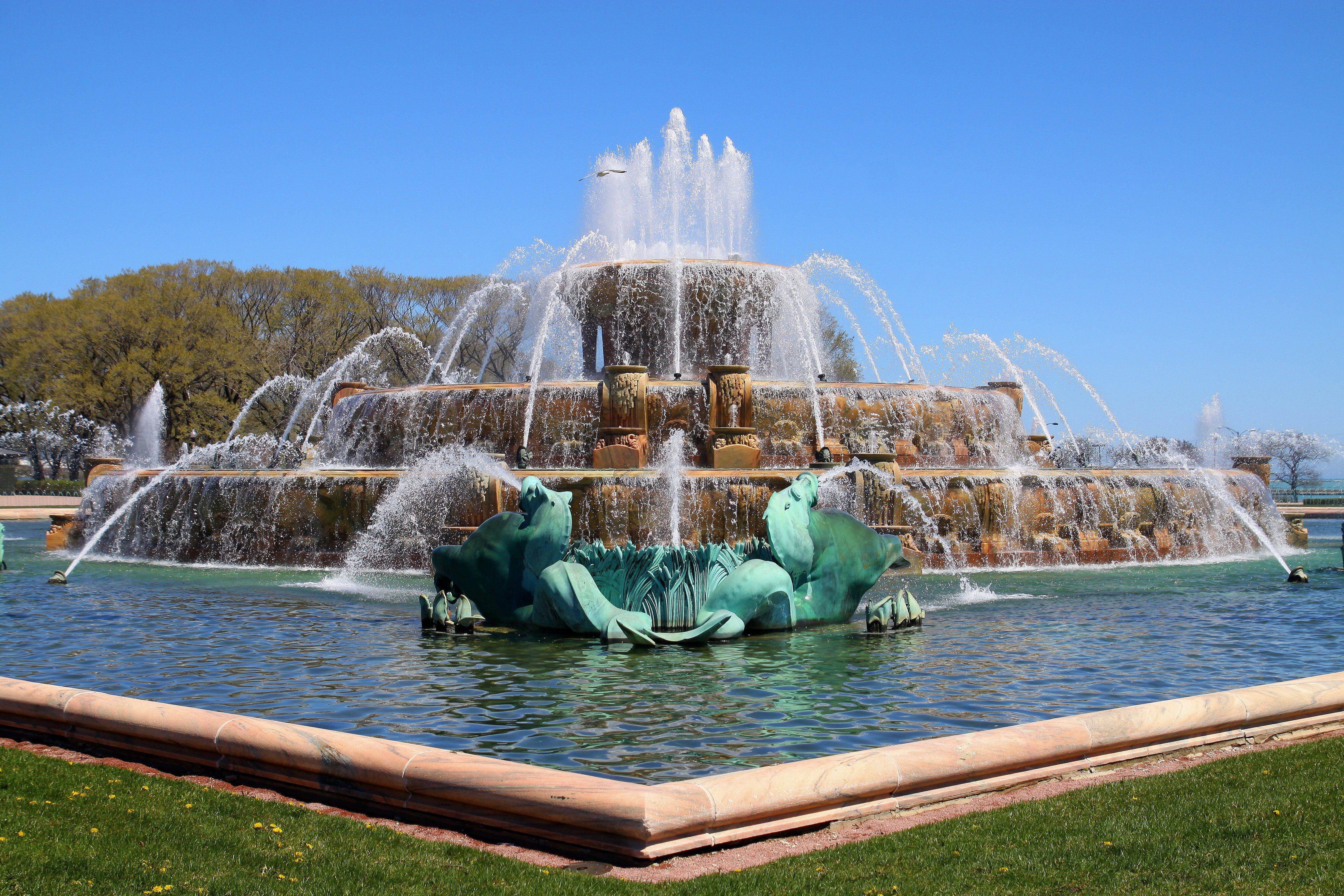 Photo of a fountain in a park 