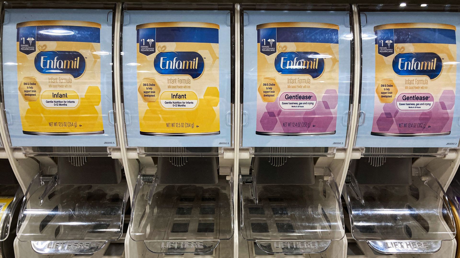 An empty baby formula display.