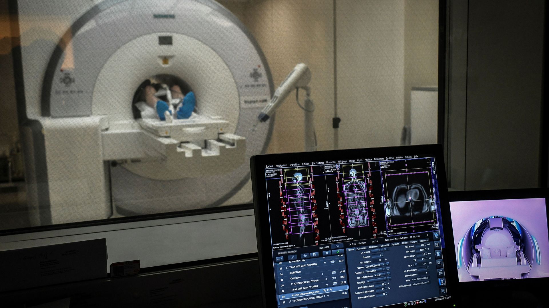 A patient receiving an MRI scan