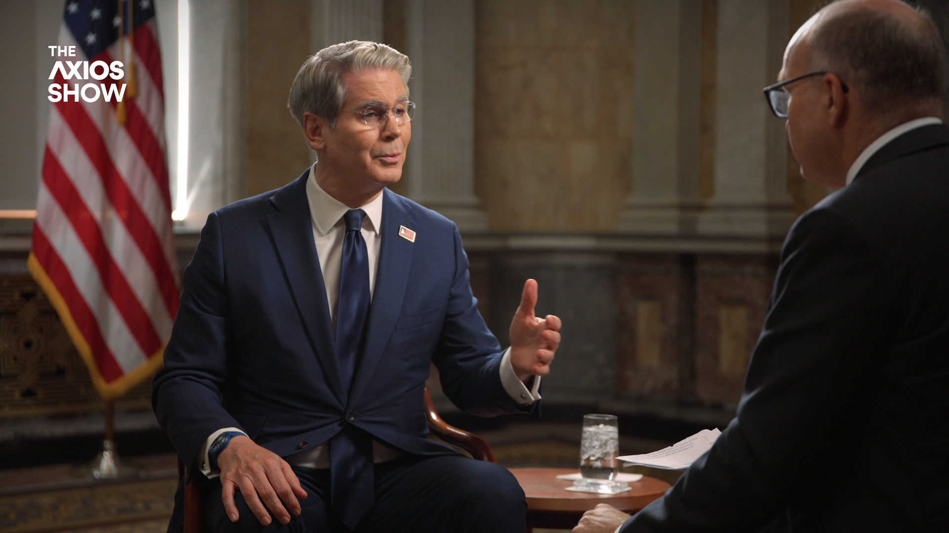 Bessent gestures during interview
