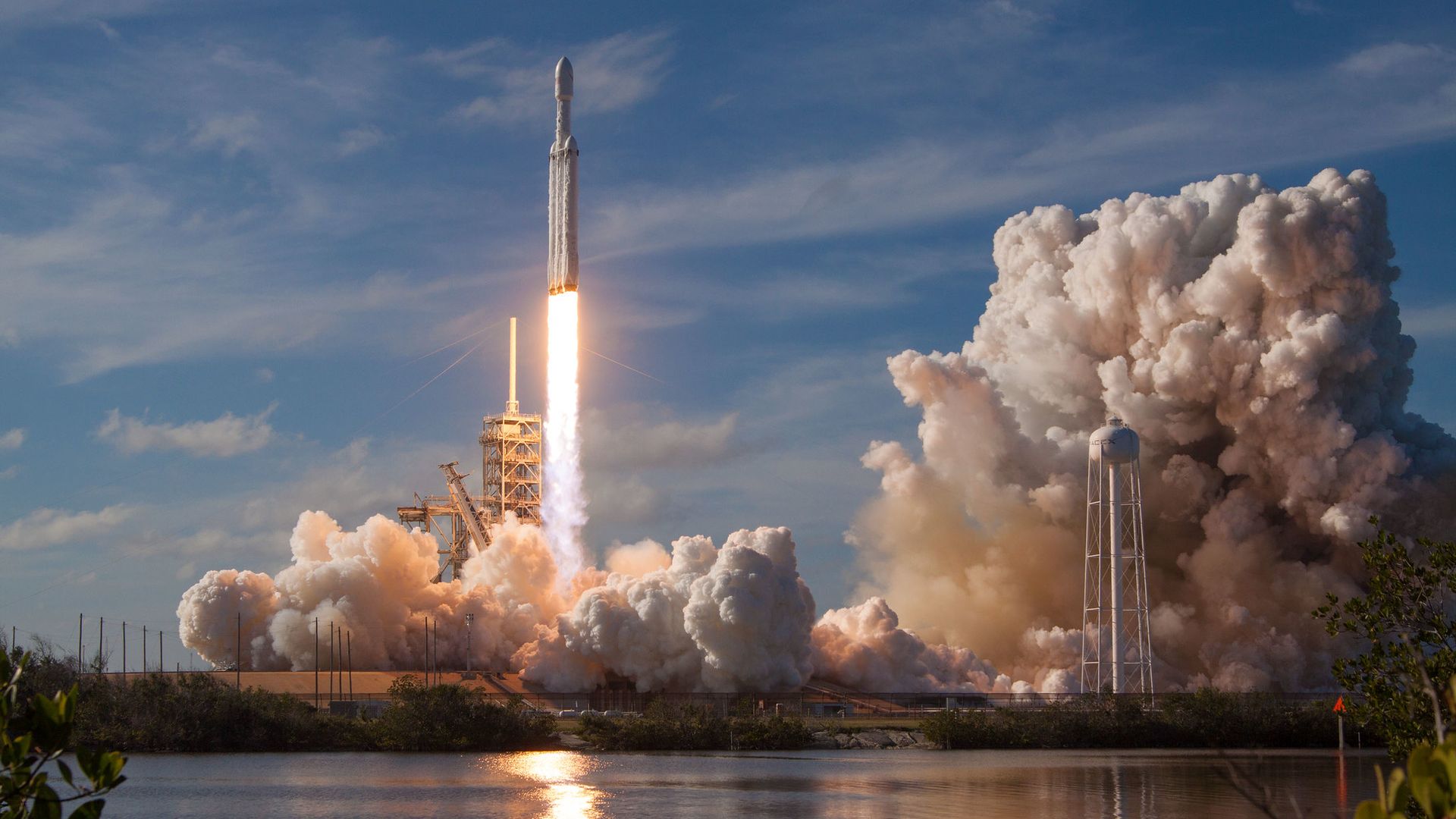 Falcon Heavy rocket launches from Cape Canaveral on Feb. 6, 2018.