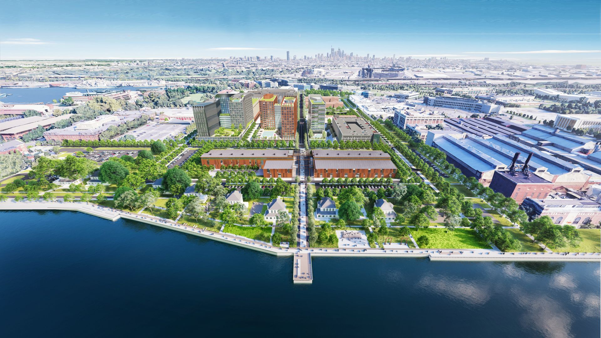 A rendering of the Navy Yard project in Philadelphia