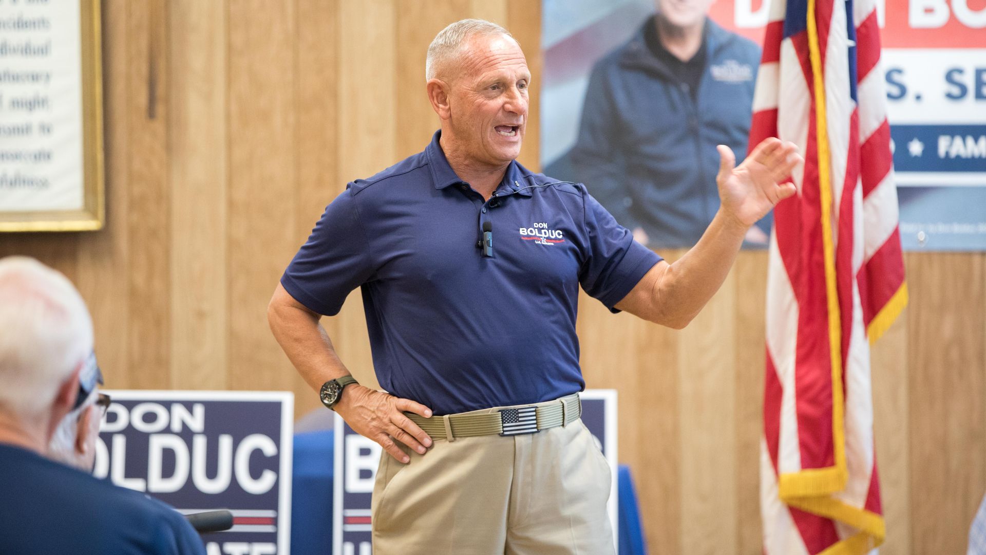 Republican Senate candidate Don Bolduc greets supporters at a town hall event. (Photo by Scott Eisen/Getty Images)