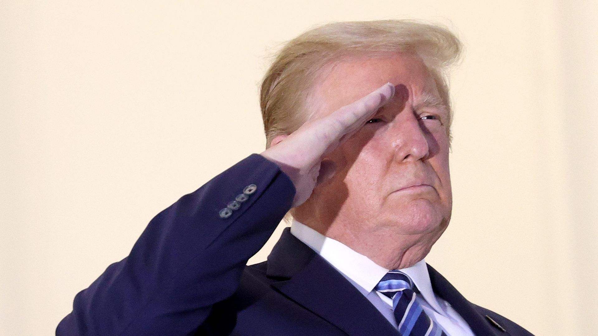 President Trump salutes at the White House after returning from Walter Reed hospital